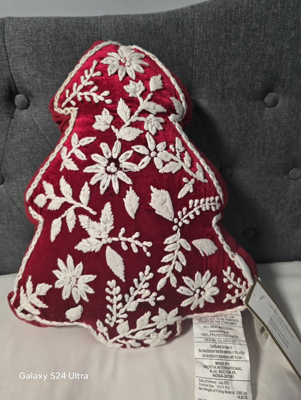 Cupcakes & Casmere Christmas Tree Shaped Pillow Winter Holiday Throw Pillow NWT